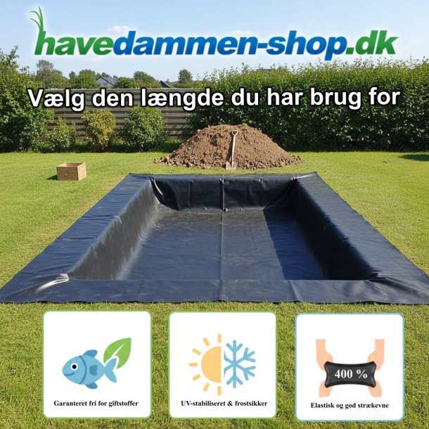 Havedamsfolie af h�j kvalitet, 1,2 mm EPDM i 9 m bredde
