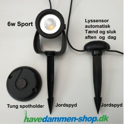1X6W LED SPOT havedam / havebelysning med�en lyssensor