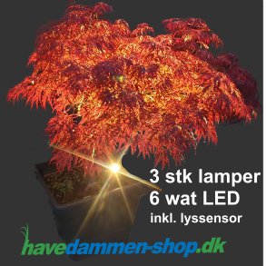  3x6W LED spot havebelysnings st med automatisk lyssensor