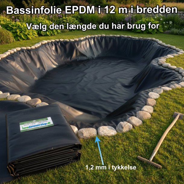 Bassinfolie 1,2mm EPDM � 12 meter i bredden