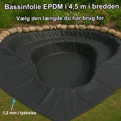 Bassinfolie 1,2mm EPDM � 4,5 meter bredde