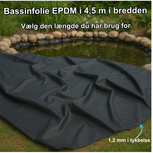 Bassinfolie 1,2mm EPDM � 4,5 meter bredde