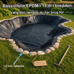 Bassinfolie 1,2mm EPDM � 15 meter i bredden