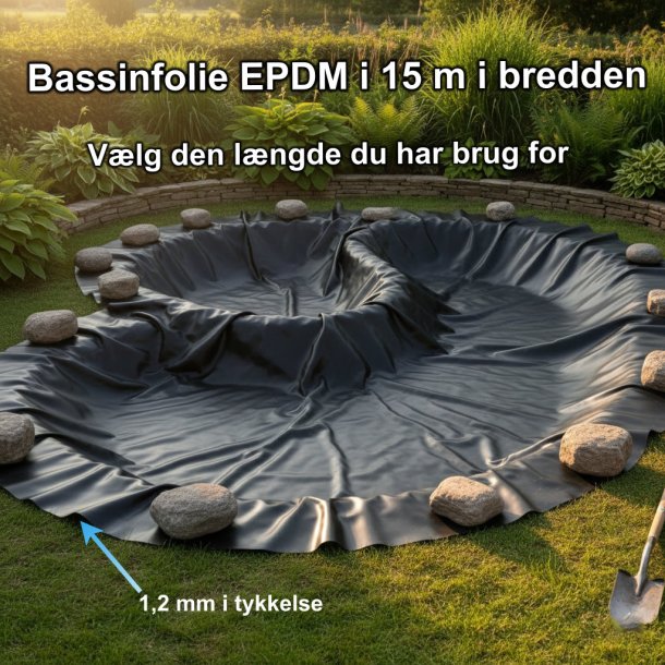 Bassinfolie 1,2mm EPDM � 15 meter i bredden