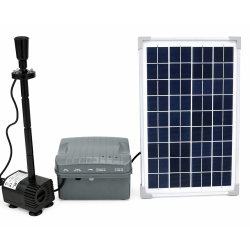 Solcelle springvand med LED &ndash; 750 l/t fra Heissner