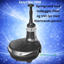 EasyClear 3000 med filter, pumpe, UVC og springvand