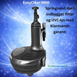 Easyclear 9000 pumpe med filter, UVC &amp; Springvand