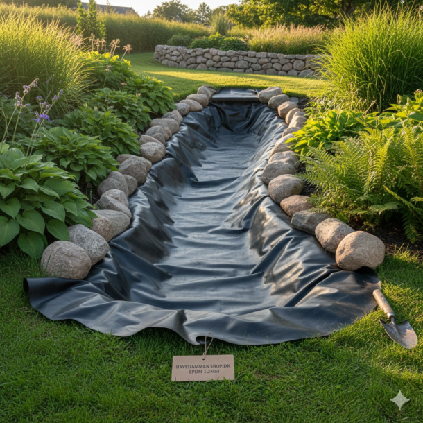 Bassinfolie 1,2mm EPDM i 1,5m  bredde til vandl�b eller vandfald