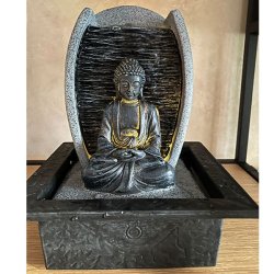 Buddha figur fontne med lys - Indendrs