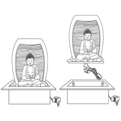 Buddha figur fontne med lys - Indendrs