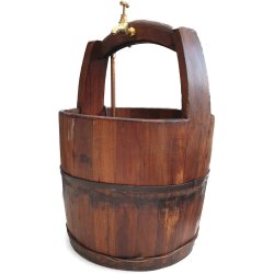 Kinesisk Vandspand med vandhane - lyse brun 