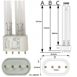 24W UV-C PL-r�r � Stabil og effektiv vandrensning