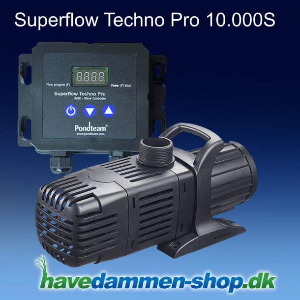 Superflow Techno Pro 10000S pumpe med kontrolpanel - og Spar strøm