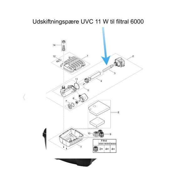 Reservepre UVC 11 W til Filtral 6000
