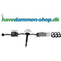  3x6W LED spot havebelysnings sæt med automatisk lyssensor