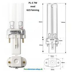 7W UVC Philips p�re, G23 fatning, PL-S reservep�re til UV-filter