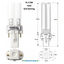 9W UVC Philips p�re, G23 fatning, PL-S reservep�re til UV-filter