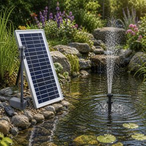 PondoSolar 600 solcelle pumpe springvand med LED lys