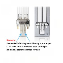 13W UVC Philips p�re, GX23 fatning, PL-S reservep�re til UV-filter